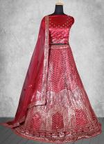 Net Red Wedding Wear Sequins Work Lehenga Choli